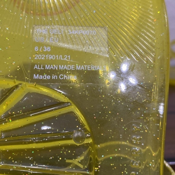 NWOT Katy Perry Rainbow Yellow Jelly Sandals Size 6 - Picture 8 of 9